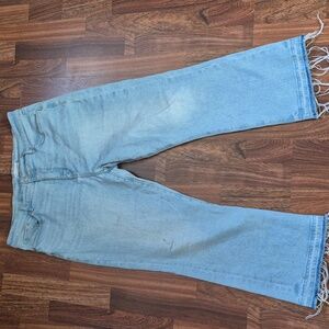 LOFT The Kick Crop Jeans with Frayed Hem